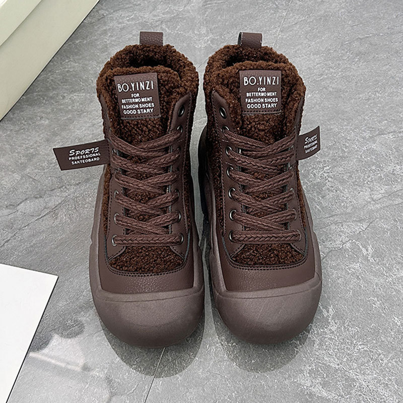 Ddmysports Furry Thick Sole High Top Short Boots Autumn Winter New Casual Height Increasing Thickened Fleece Cotton Shoes Outdoor Shoes