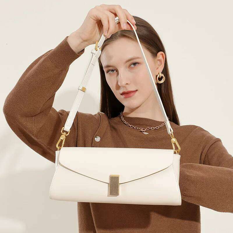 Genuine Elegant 2025 New Leather Bag for Women Trendy and Versatile Single Shoulder Crossbody Bag Commuter Underarm Purse