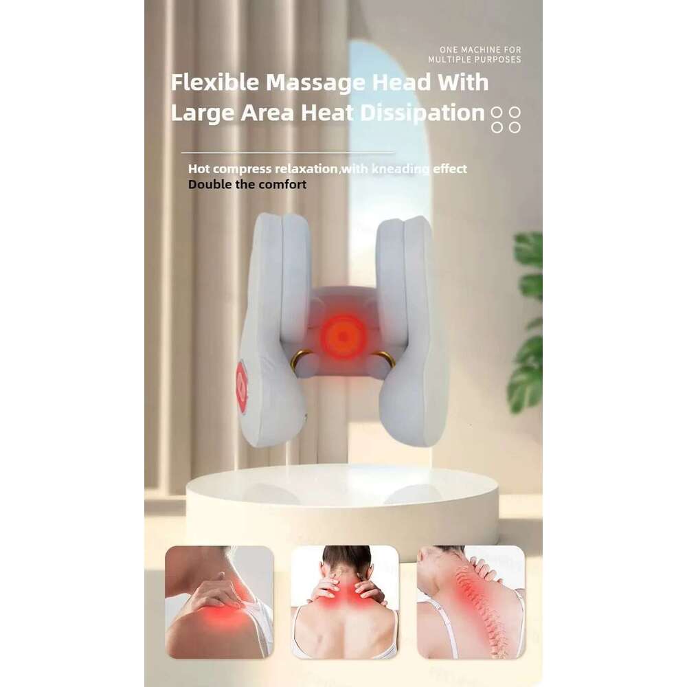 Wireless Red Light Hot Compress Massager Sleep Noise Reduction U-Shaped Neck Pillow Maseador Bluetooth Music
