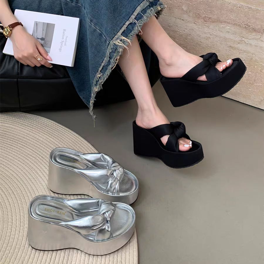 Ddmyoutdoor Ddmyoutdoor High End Fashion Thick Soled For Women Summer Outdoor New Wedge Heel Small Height Increasing Beach One Strap Slippers Shoes Ou