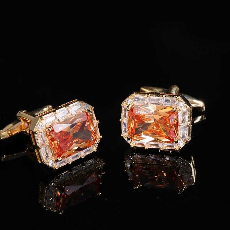 Copper Metal Electroplated Cufflinks Light Luxury Fashion White Crystal Men Women Shirts Suits Accessories Party Banquet Gifts XJ250614