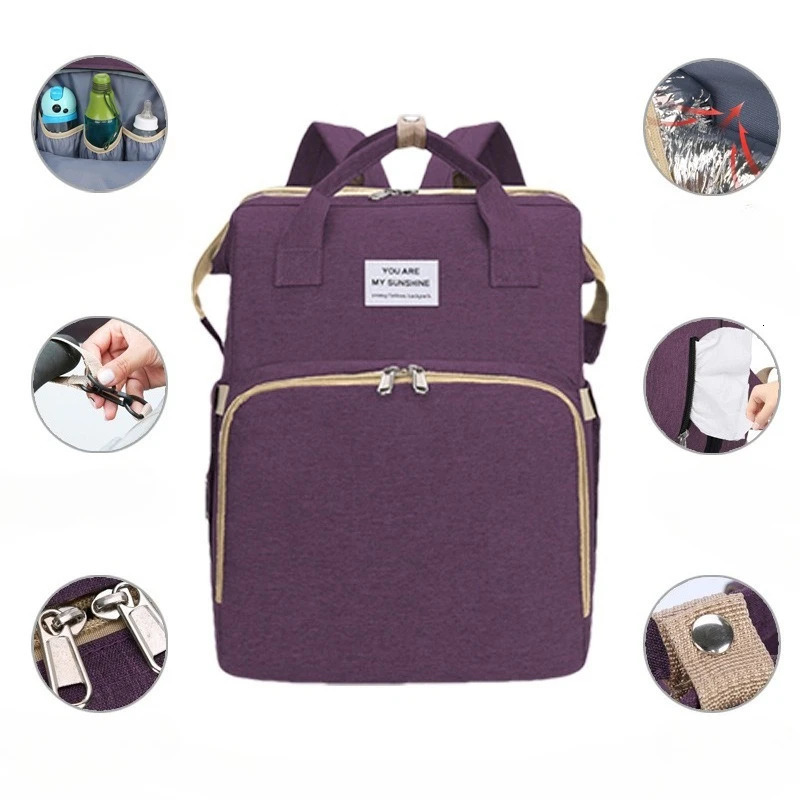 Portable Folding Crib Shoulder Mother Bag Fashionable and Casual Large Capacity Mother and Baby Bag 250614