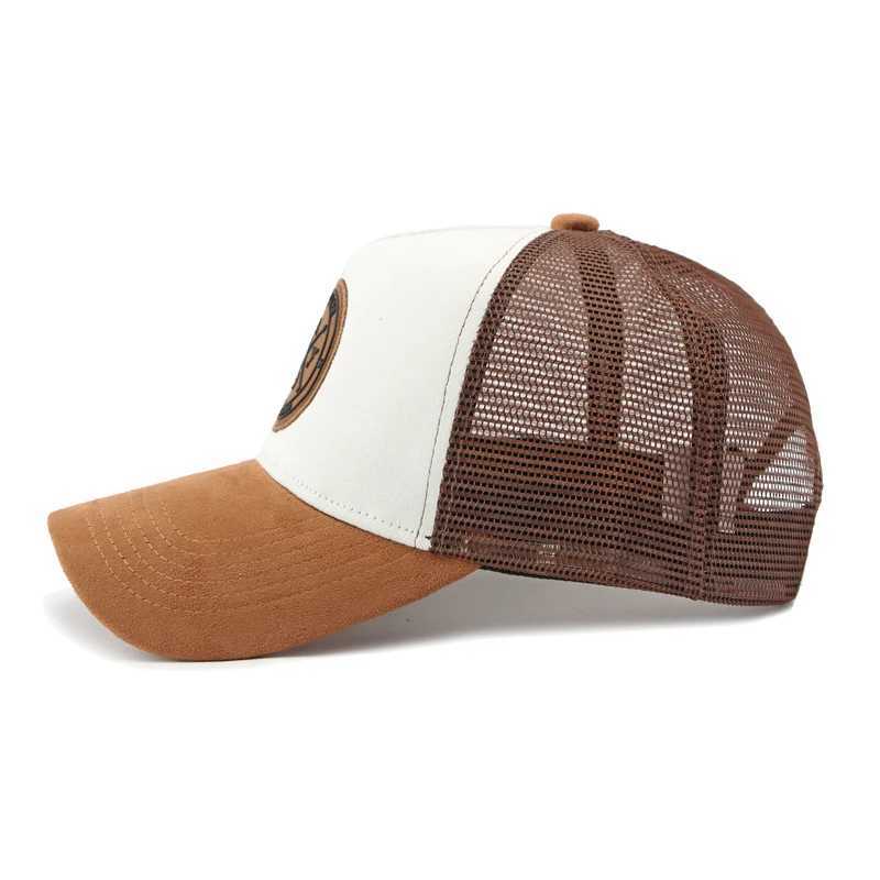 Unisex Summer Baseball Hat with Color Blocking Mesh Ventilation Embroidered Design and Polyester Neutral Grid Sport Duckbill Cap W250614