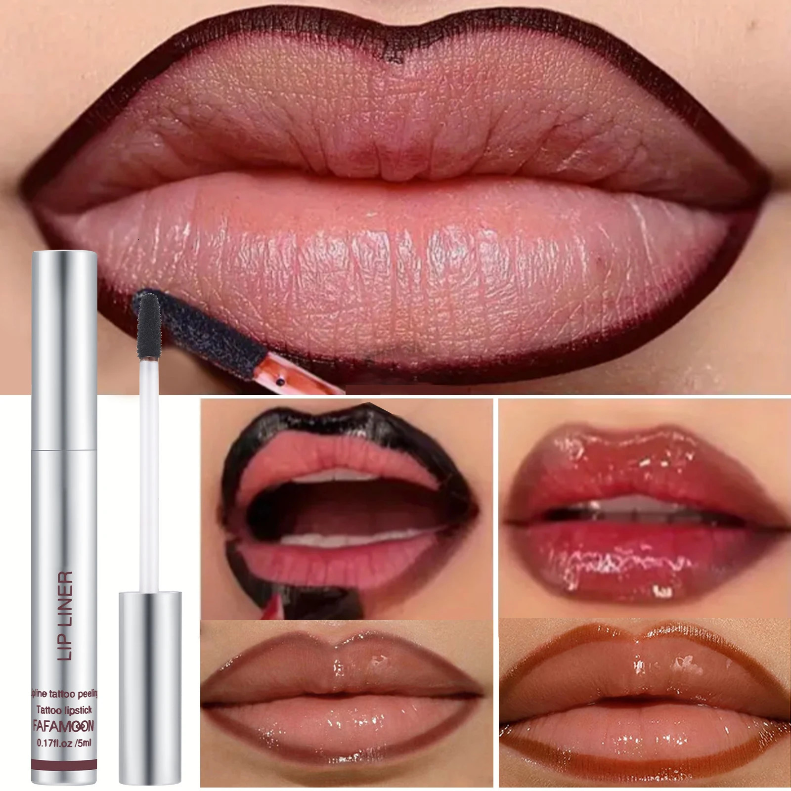 6 Color Waterproof Lip Liner Peel Off Tattoo Lip Gloss Lasting Matte Lip Tint Black Brown Contour Tear-off Makeup Stain Cosmetic 250614