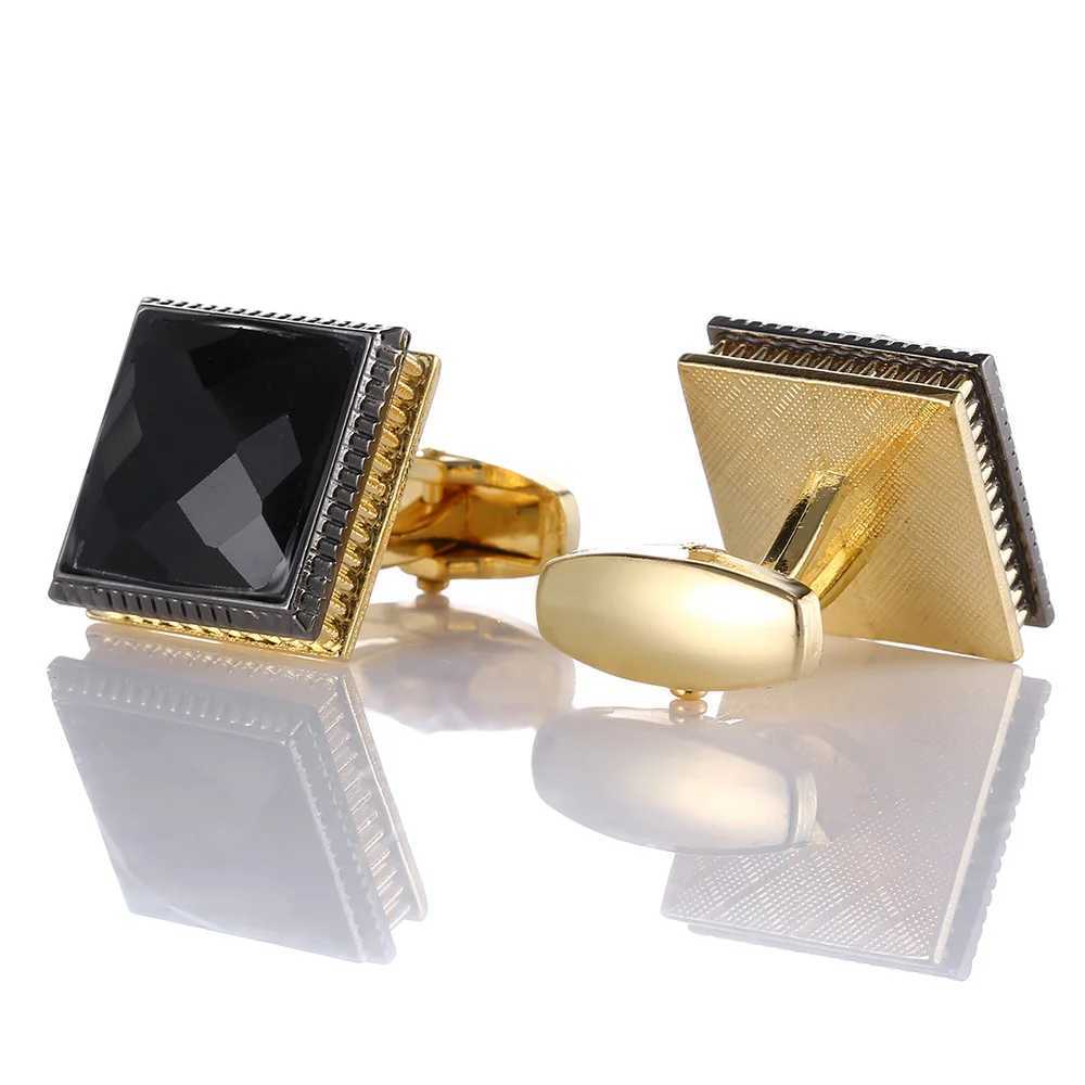 New Fashion Black Crystal Cufflinks For Men Golden Lawyer Copper Wedding Gifts French Style Shirt Buttons Jewelry GiftsXJ250614