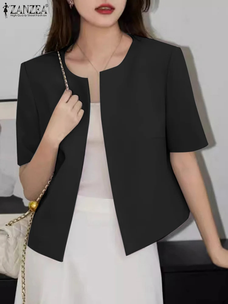 Women Summer Cardigan Tops Elegant Office Lady Blouses ZANZEA Casual O Neck Short Sleeve Work Shirt Korean Fashion Woman Blouse 250614