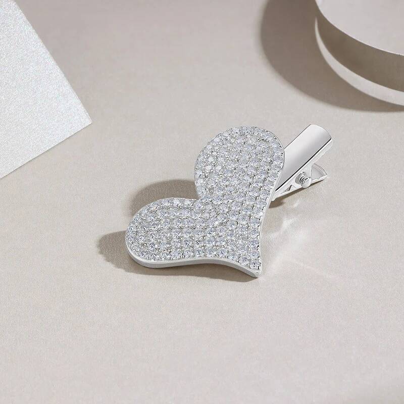 2025 Sparkle Heart Star Full Dia Hairpins For Girl Sier Jewelry Women's Moissanite Hair Clip With GRA Gift