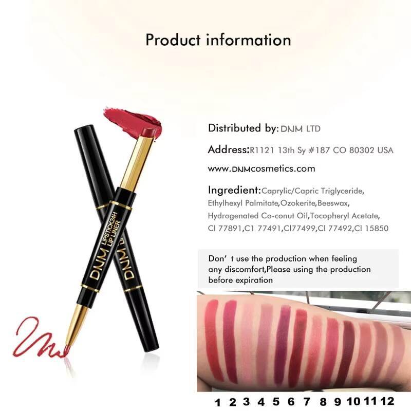 Double Ended Women Lip Liner 2 In 1 Makeup Matte Durable Waterproof Nude Red Lipstick Lips Cosmetics happy