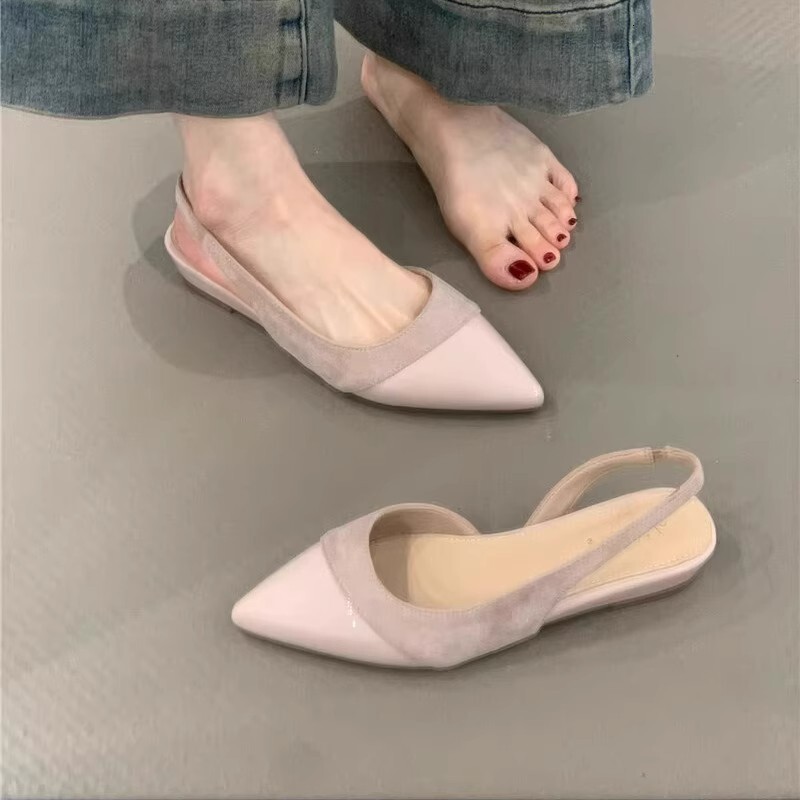 Ddmyoutdoor French Versatile Mules For Women Spring Summer New Elegant Pointed Toe Sandals Commuter Gentle Style Flat Shoes Outdoor Shoes
