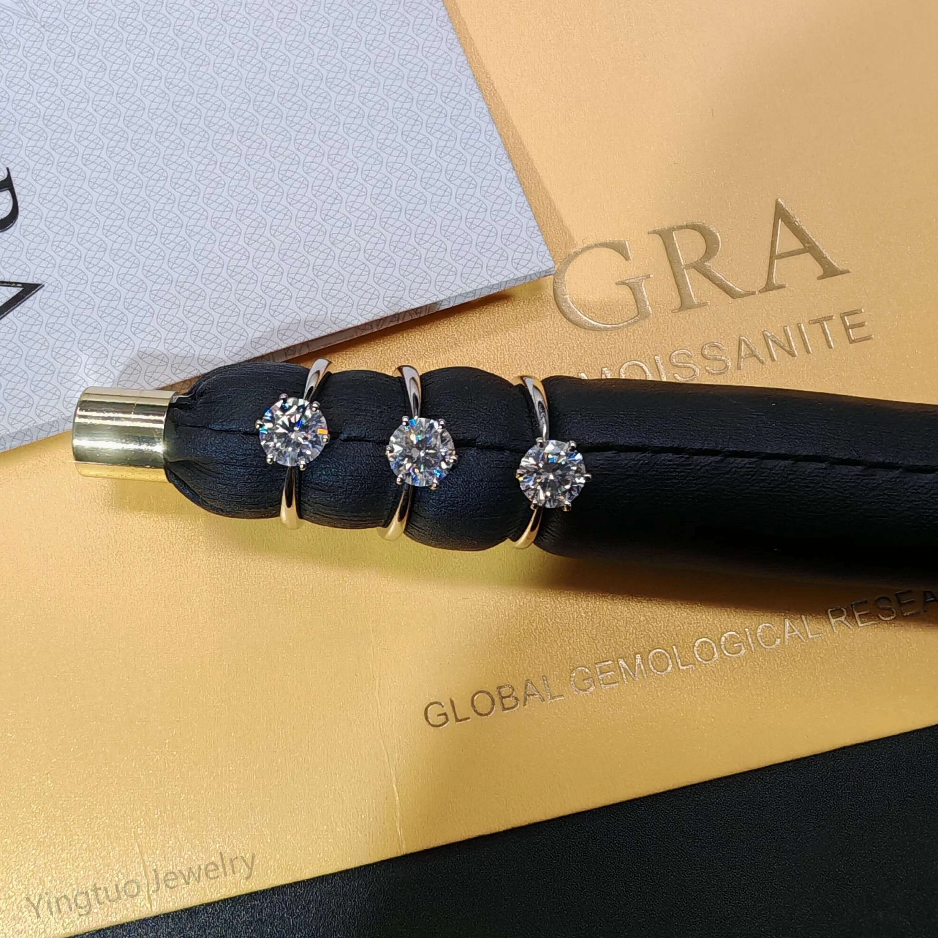 Wholesales Prices Hip Hop S925 Six Claw 6.5mm 1 Ct Moissanite D VVS1 Rings S925 18k White Gold Yellow Gold Plated With GRA