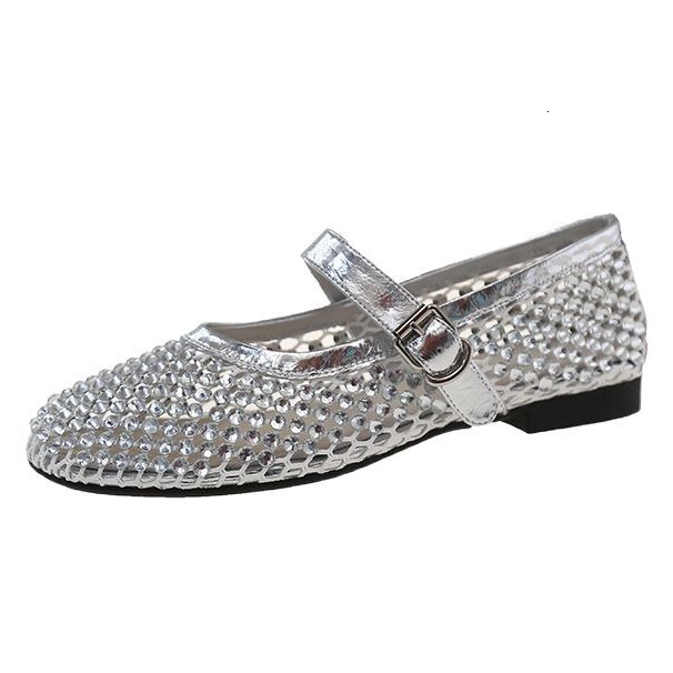 Ddmyoutdoor Ddmyoutdoor New Style Sparkling Diamond One Strap Flat Mary Jane Fashion Mesh Breathable Women S Ballet Shoes Outdoor Outdoor Shoes