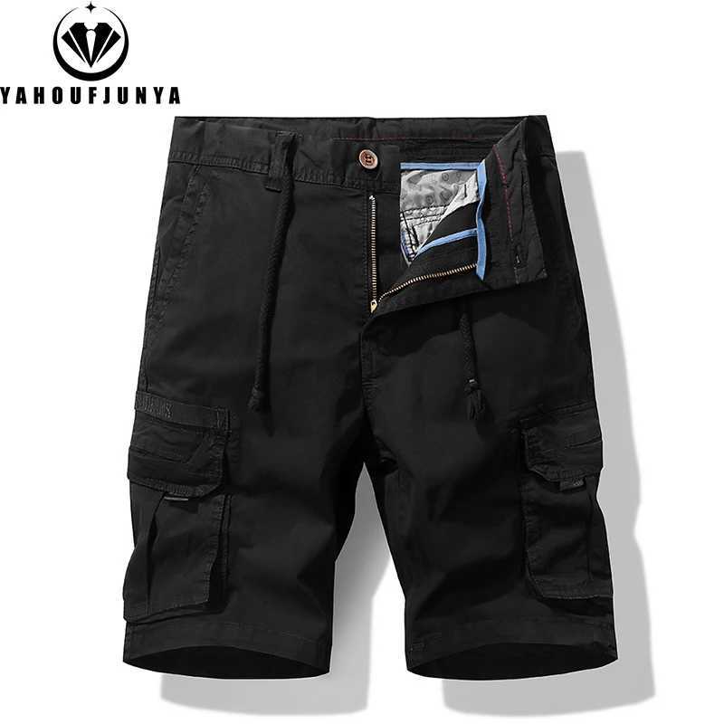 2024 New Men Summer Cargo Straight Solid Color Cotton Shorts Men Outdoor Leisure Joggers Fashion High-Quality Design Short Male W250614