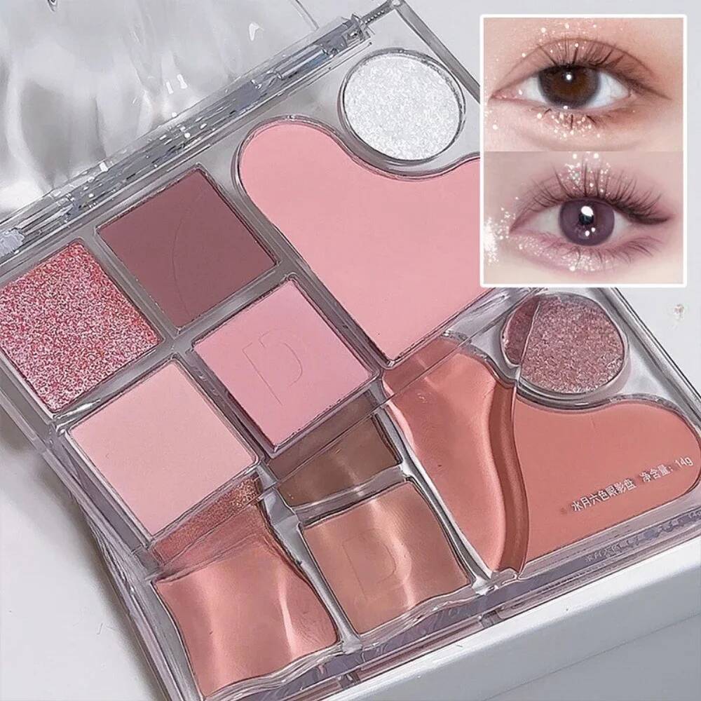 Pinky Heart Gege Bear Matte Pearlescent Earth Color Sequin Long-Lasting Eyeshadow And Contour Palette Makeup