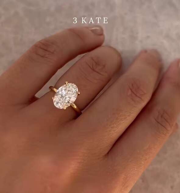 Classic Women Jewelry 925 Sterling Silver VVS Moissanite Engagement Ring Solid 10K 14K Gold Plated Radiant Cut Lab Grown Rings