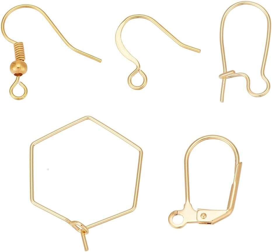 Gold Plated Hooks 5 Style Leverback French Earring Hook Wir Thread Fish Ear Findings for Women DIY Dangle Jewelry Making Accsori
