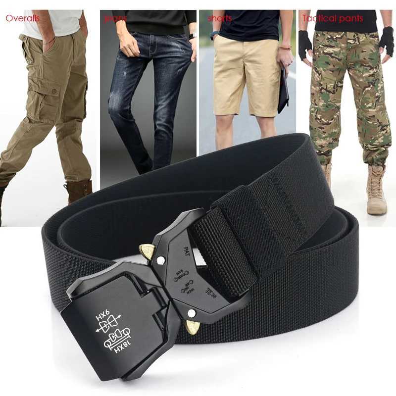 VATLTY 140cm Elastic Belt For Men Aluminum Alloy Quick Release Buckle Strong Nylon Tactical Belt M Military Accessories X250614