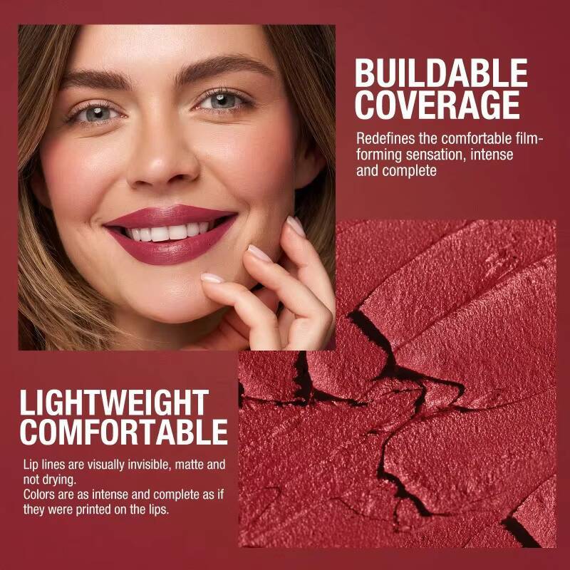 Smooth Matte Lipstick Long-Lasting, Moisturizing, and Easy to Apply Lip Glaze with Rotating Pen Design - Perfect for Everyday happy