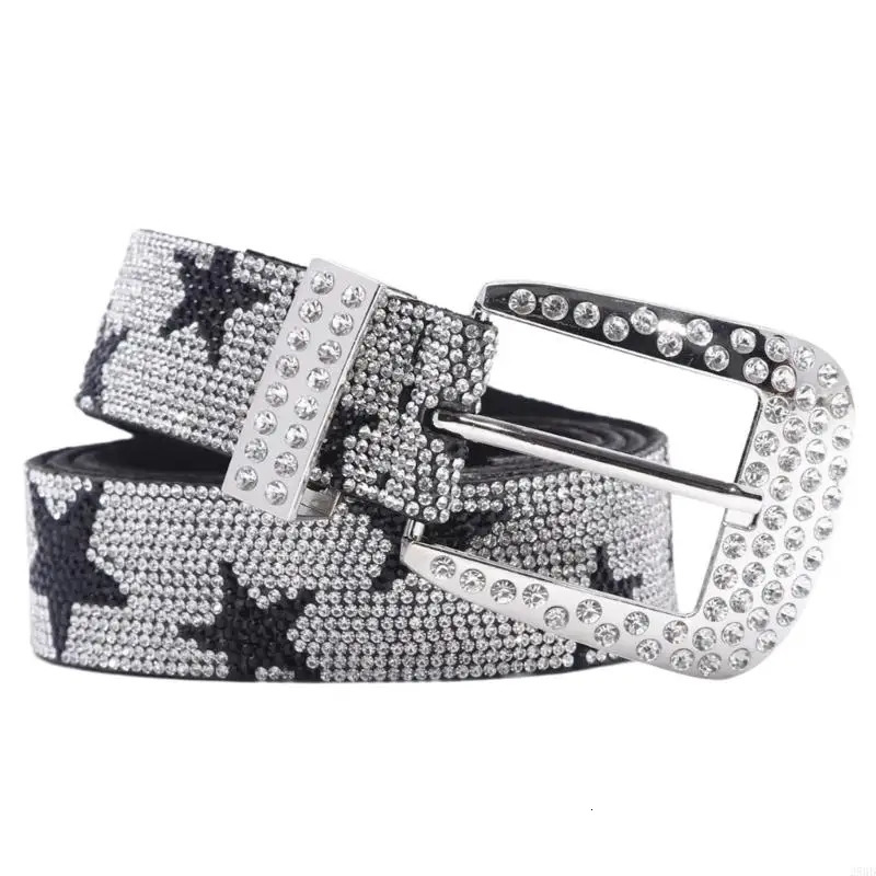 28GD Cool Gothic Waist Chain Casual Belt Studded Waist Ceinture Lady Glittered Belt 250610