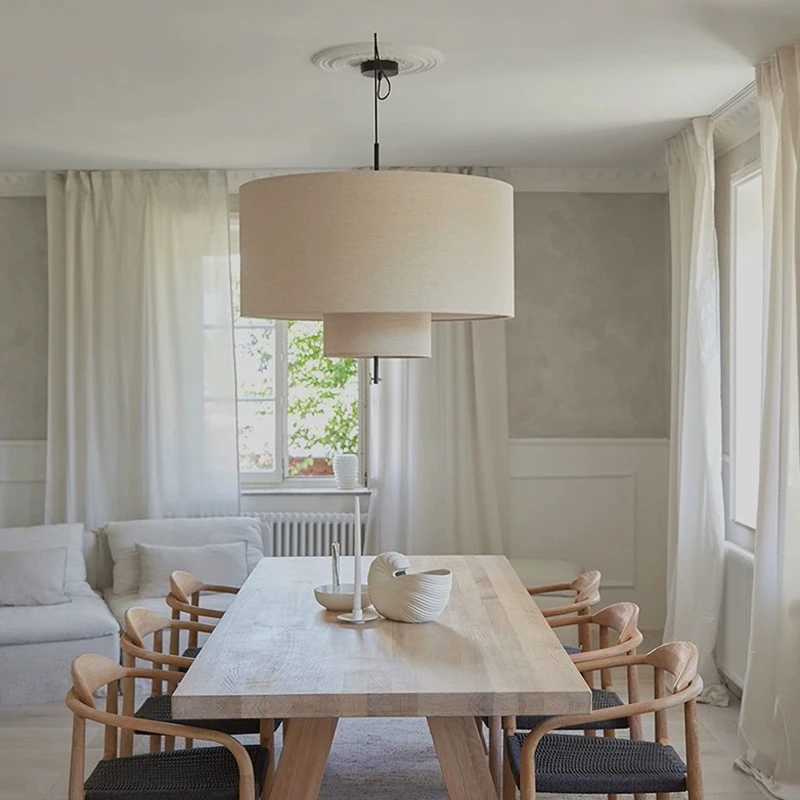 Modern Nordic Minimalist E27 Fabric LED Chandelier for Living Dining Room Bar Bedroom Pendant Lights Restaurant Hanging Lamp Fixture XJ2500613
