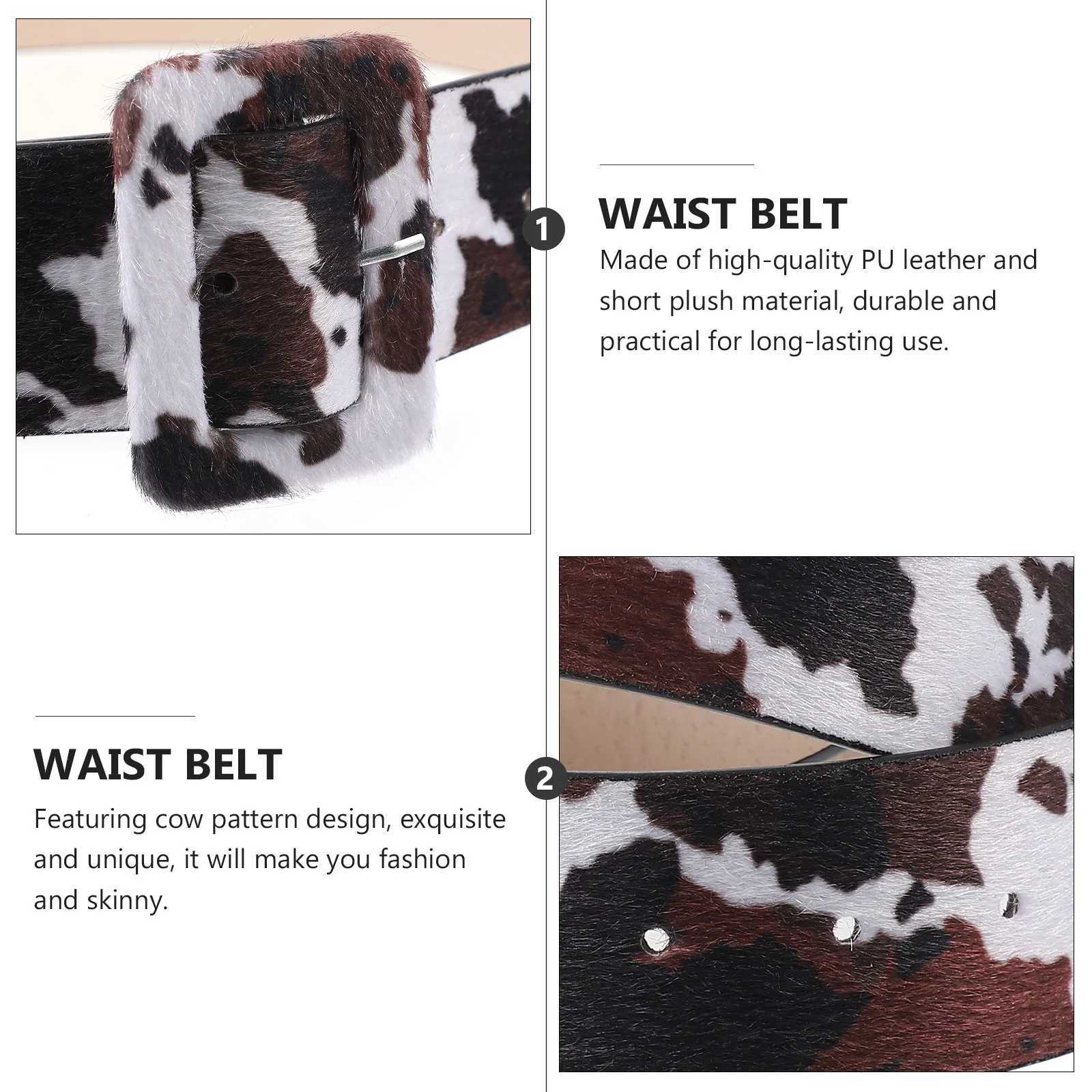 Cow Print Belt Waist for Women Western Skin Printed Fashion Belts X250614