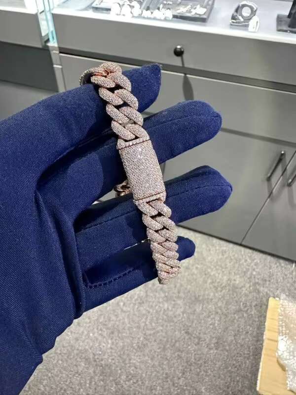 Manufacturer Direct Sales High-end VVS Moissanite 925 Sterling Silver Bracelet 12MM 8-inch Rose Gold Plating