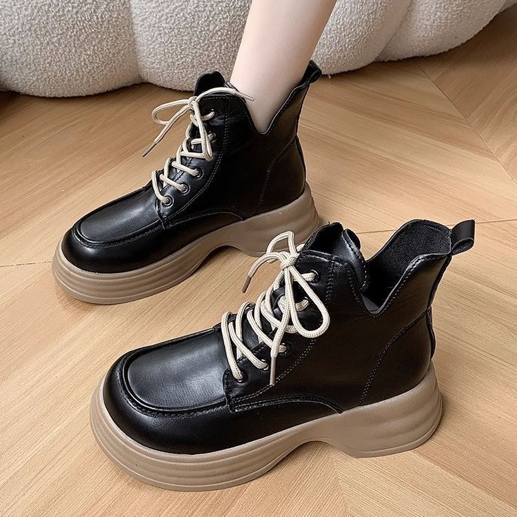 Ddmysports Martin For Women New British Thick Sole Height Increasing Slimming Street Style Short Spring Autumn Single Boots Outdoor Shoes