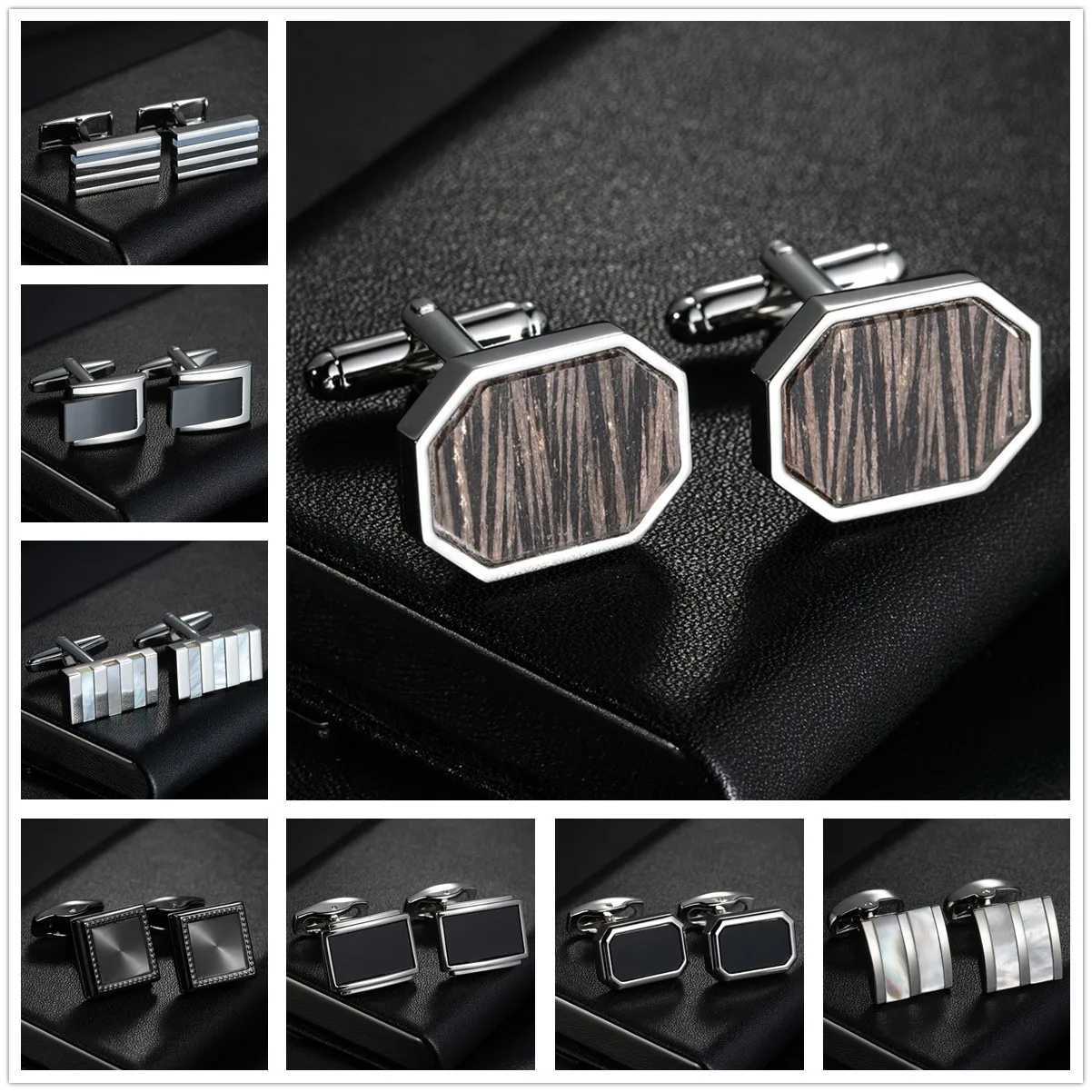 High Quality Classic Mens New Black Box Cufflinks Stripes Square French Wedding Dress Shirt Accessories Dropship Wholesale XJ250614