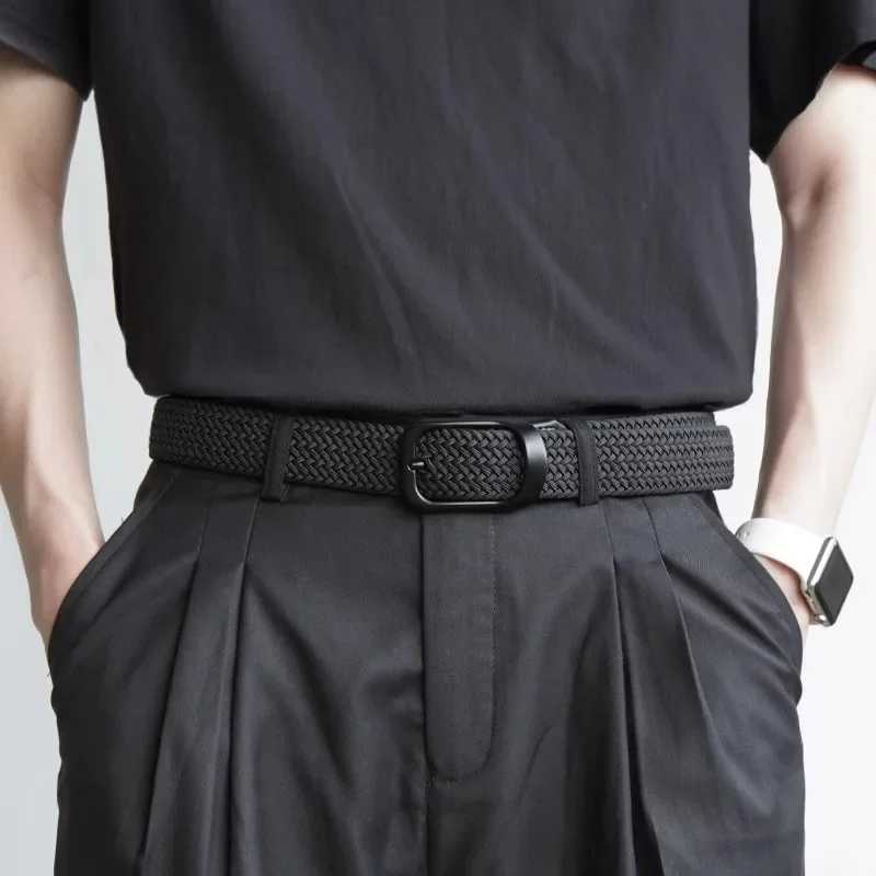 Non-hole Punch- MENS AND WOMENS Woven Belt Elastic Stretch Canvas Belt Female Korean Style Versatile Student Pants Belt X250614