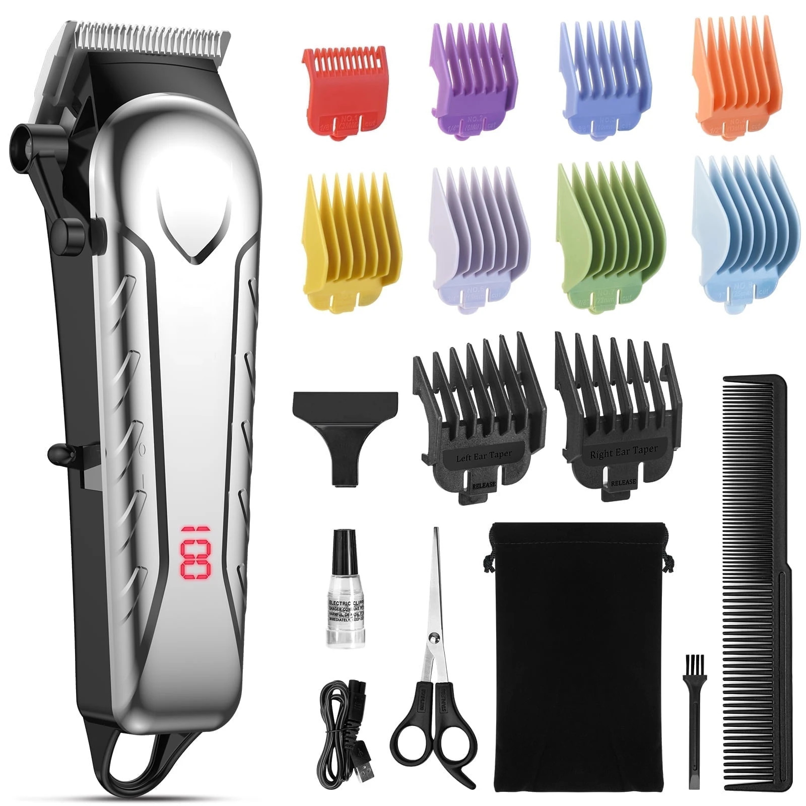 Hair Clippers for Men Professional Cordless Barber Clippers Trimmer with 10 Combs Gift for Him 250612