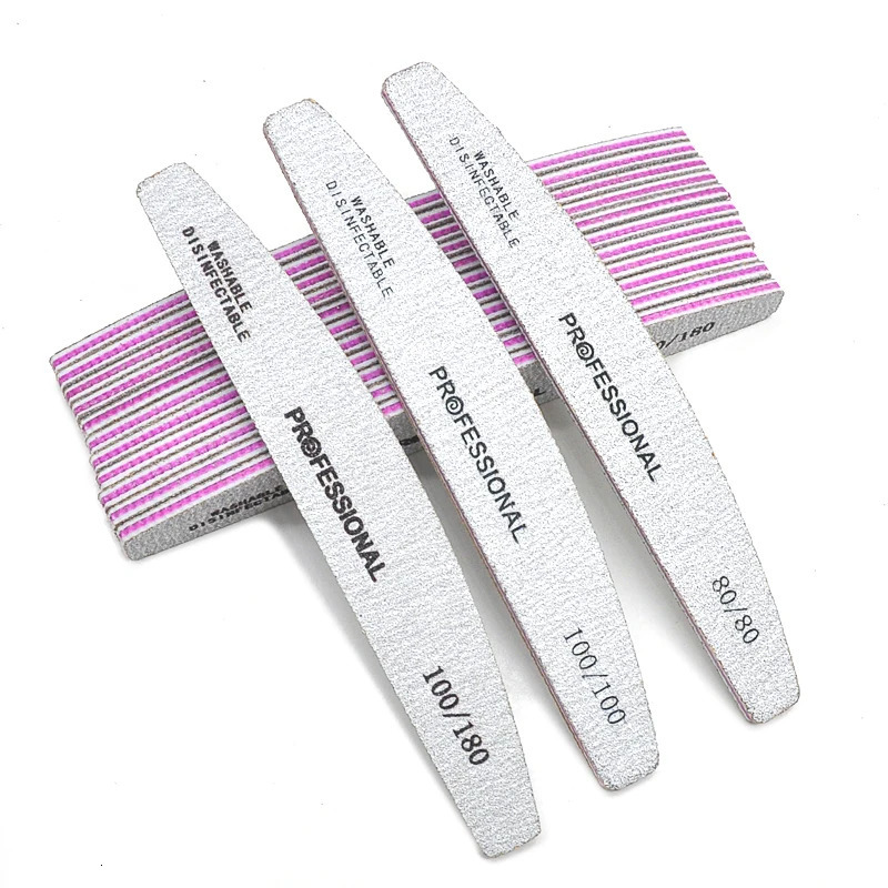 50/25 Pcs/Pack Professional Washable Nail Files 100 To 180 Half Moon Strong Sandpaper Durable File Nails Tools Manicure Supplies 250605