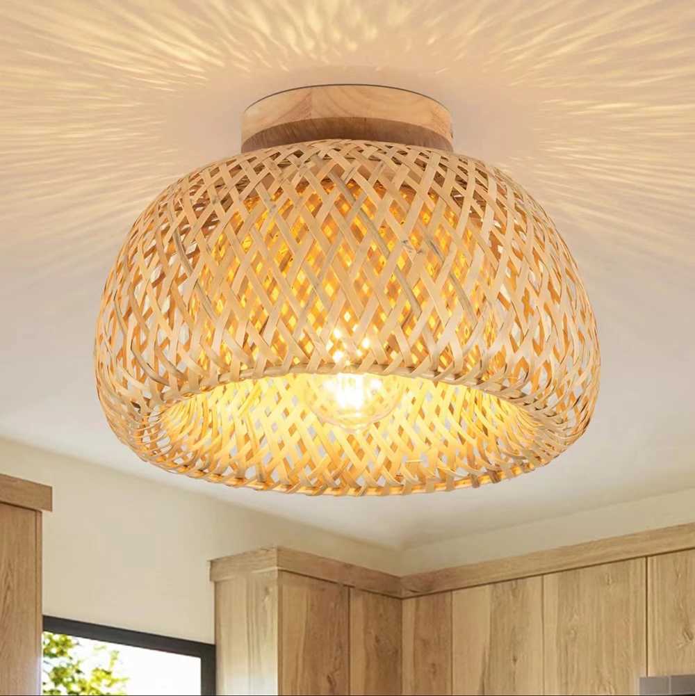 Hand Knitted Chinese Style Bamboo Ceiling Light Weaving Hanging Lamp Restaurant Chandelier Home Decor Lighting Fixture AC85-260VXJ2500613