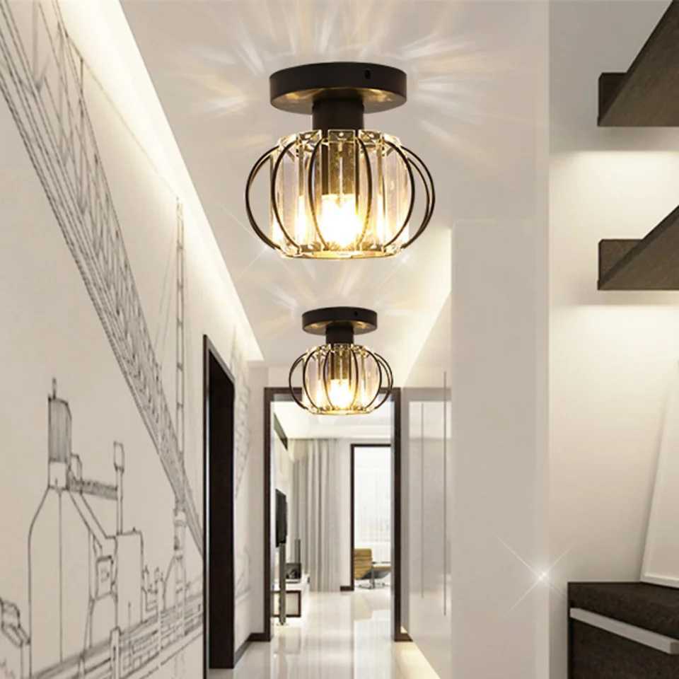 Black Modern Crystal Chandeliers Ceiling Light Flush Mount Ceilings Lamp E26 Fixtures for Bedroom Hallway Office XJ2500613