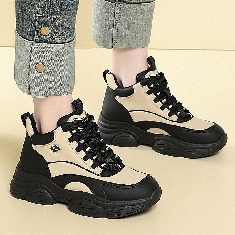 Ddmysports Women S Dad Sneakers Spring New Thick Soled Height Increasing Versatile Platform Fashionable High Top Shoes Outdoor Shoes