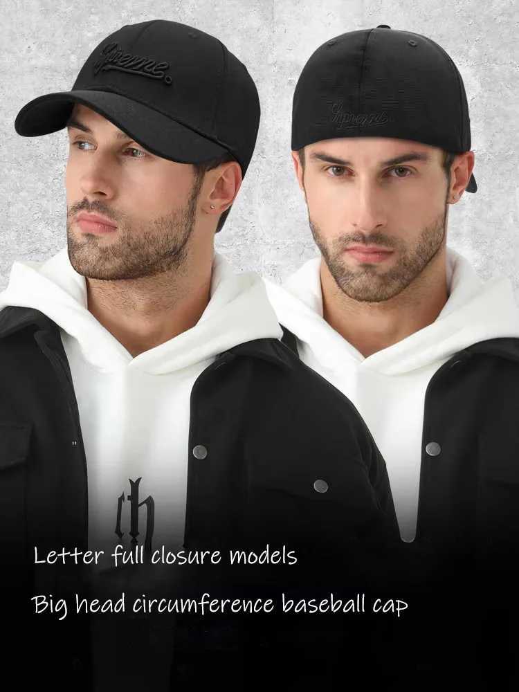 Fully Enclosed Hip Hop Hat Mens Large Size Hard Top Baseball Hat Shade Non-Fading Autumn and Winter Bald Cap W250614