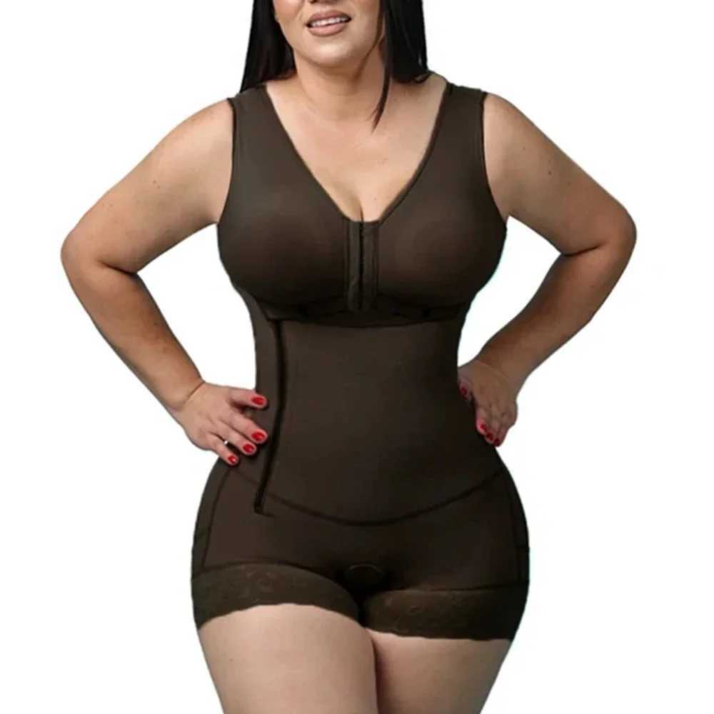 High Compression Colombian Girdle for Women with Sleeveless Bra Slimming Bodysuit with Zipper Waist Body Shaper XJ250614