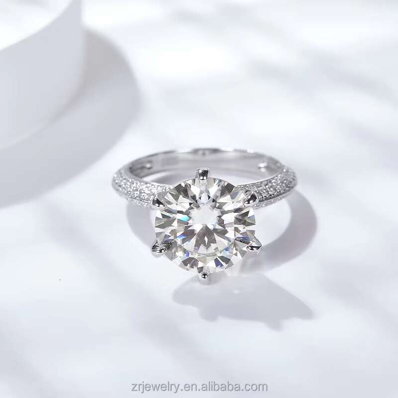 Moissanite Rings Womens Engagement 925 Sterling SilverWedding Six Claws 1CT 2CT 3CT 5CT VVS Round Brilliant Moissanite Ring