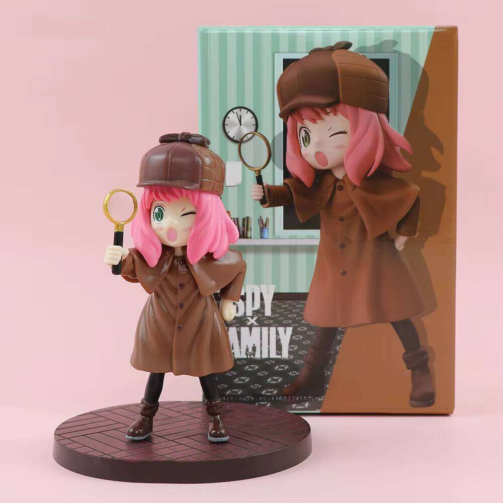 DHGadges Spy X Family Anya Forger Detective Figure 13cm Anime Collectible Model Cute PVC Figurine Desktop Toy Gift for Fans