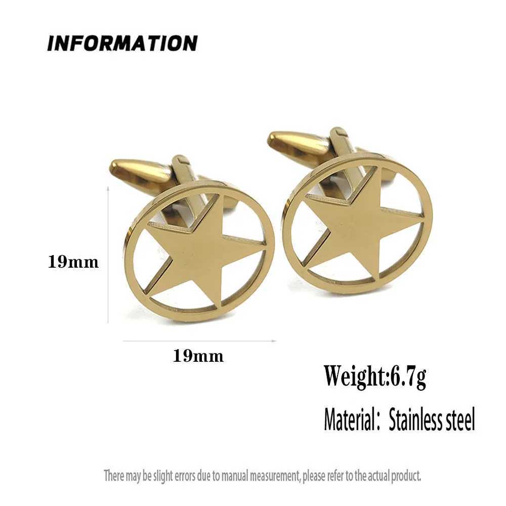 Punk style five-pointed star stainless steel 18K gold-plated cufflinks silver French shirt buttons suit wedding accessories XJ250614
