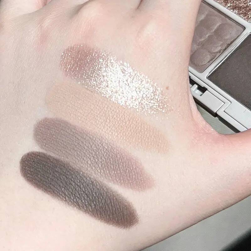4 Colors Punk y Eyeshadow Palette Matte Glitter Siery Metallic Shadow Makeup Cool Toned Dark Earth Brown Eye Pigment
