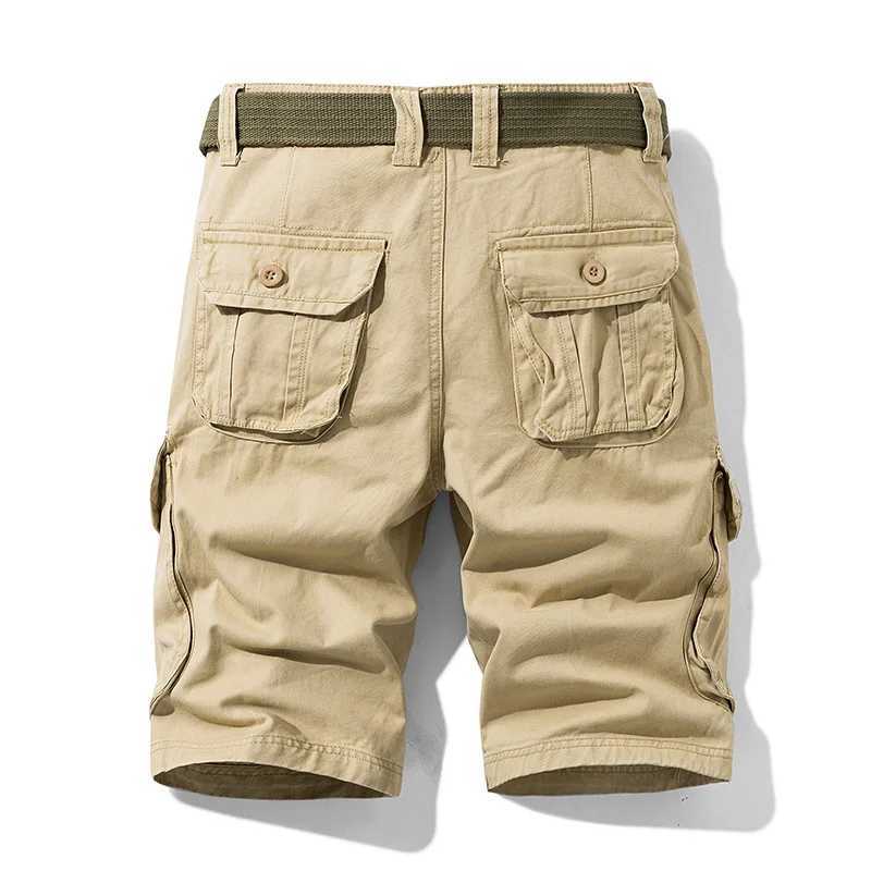 2025New Men Summer Outdoor Leisure Buttons Cargo Style Shorts Men Solid Straight Cotton Comfortable Fashion Design Short Pants W250614