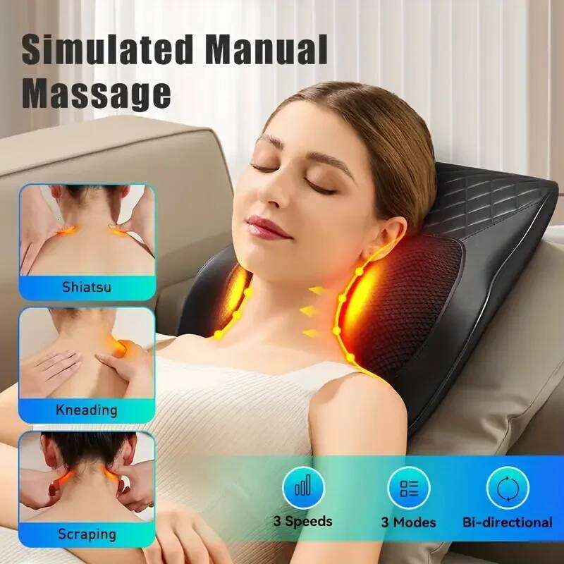 1Pc Neck Massage Pillow Cushion Heating Electric Cervical Multifunctional Body Massager Waist Back Shoulder Shiatsu Kneaded