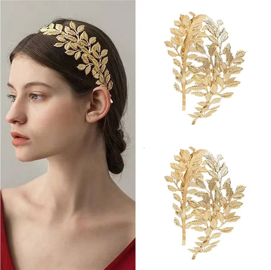 Fashionable crystal pearl alloy leaf headband for women romantic elegant bride wedding photography hair accessories