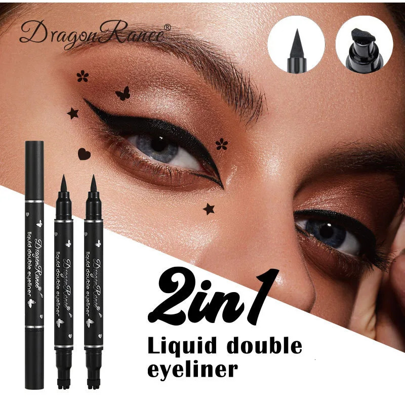 Waterproof Double Head Star Seal Eyeliner Long Lasting Makeup Non-smudging Novice Heart Plum Embellished Eye Tail Eyeliner 250614