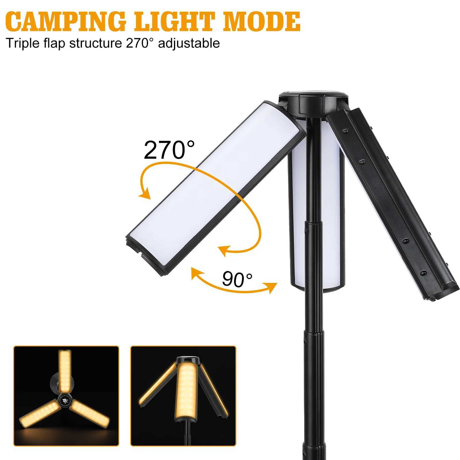 2-in-1 Rechargeable Camping Lantern Flashlight Telescopic Design with Hook Multi-Use Outdoor Emergency Work Light W250613