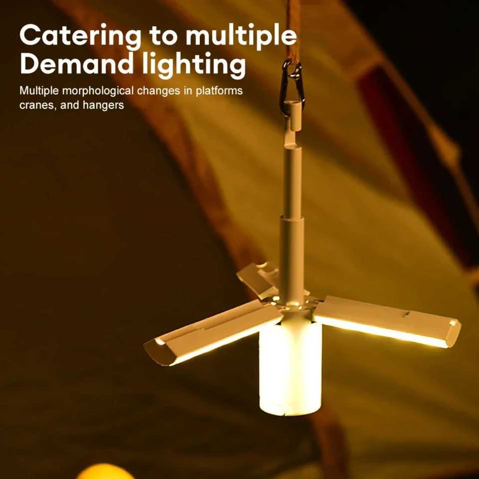 Foldable USB Rechargeable Tent Camping Light 4000mAh Travel Lanterns Outdoor Emergency Lighting Camping Lamp Party Tools W250613