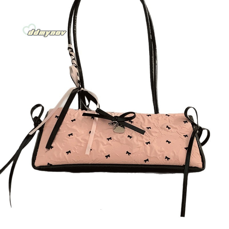 Niche High-End Underarm Commuter for Women 2025 New Style Girly Fashion Handbag with Bowknot Shoulder Bag ddmynov