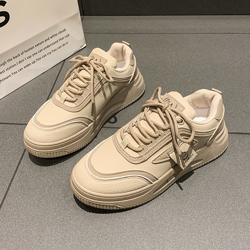 Ddmysports Spring New White Sneakers Korean Style Ins Female Student Thick Sole Sports Casual Street Fashion Campus Outdoor Shoes