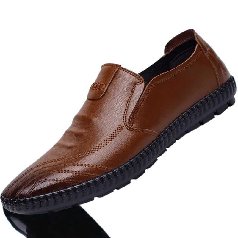 2024 Autumn Casual Mens Shoes Versatile Soft Leather Footwear Comfortable Loafers Male Breathable New Flat Shoes XJ250614