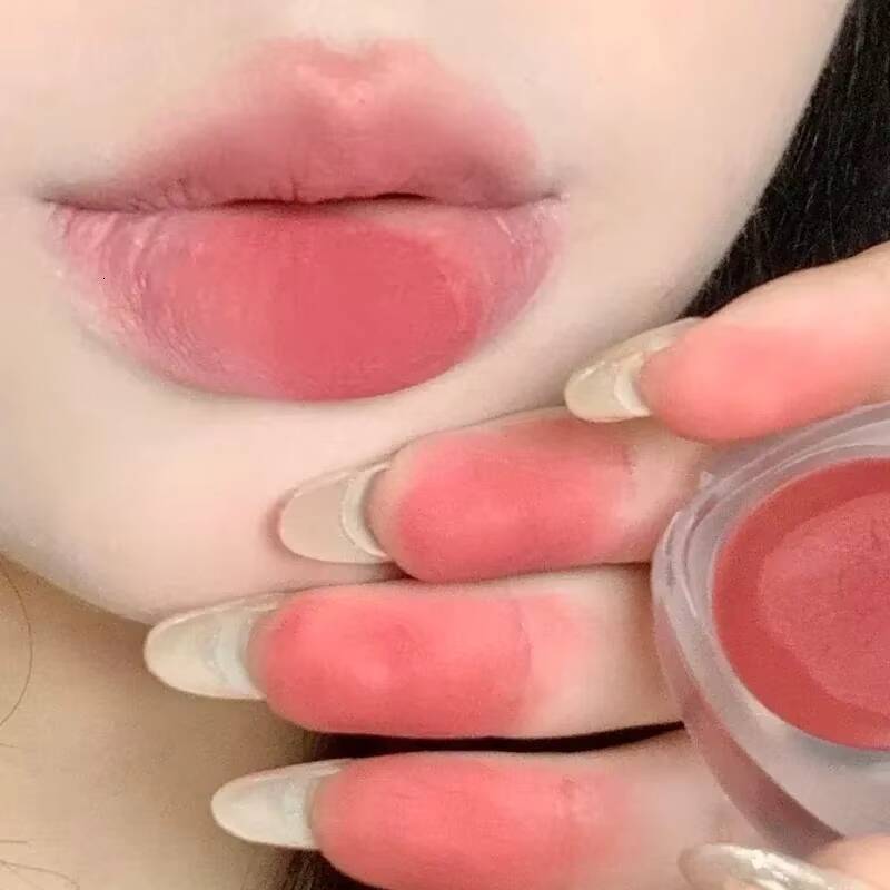 Multi-purpose Silky Smooth Lasting Non-stick Cup Red Lip Tint Cheek Contour Blusher Cream Heart Shape Matte Lipstick happy