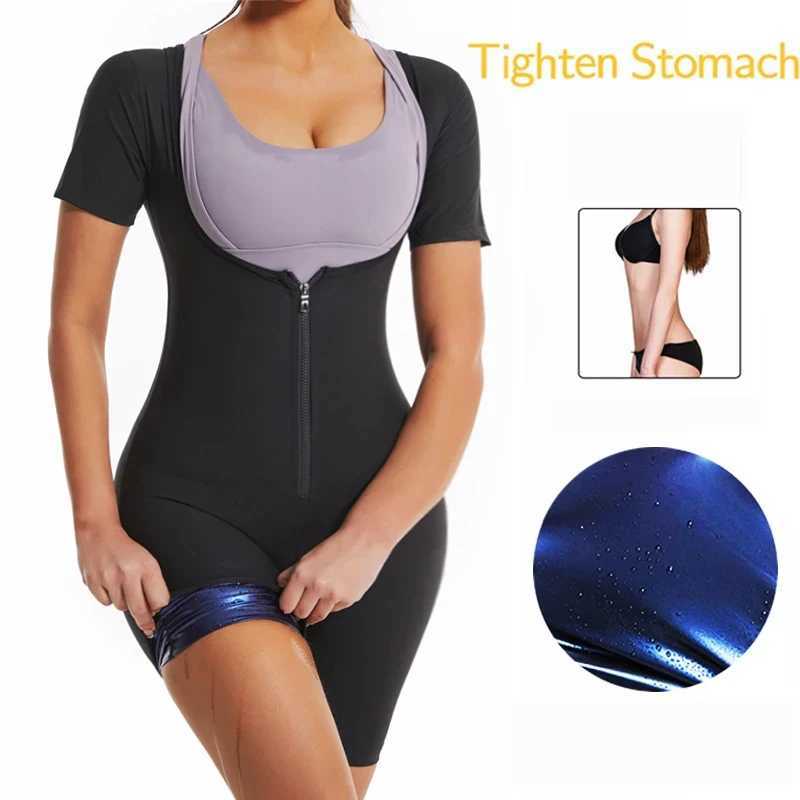 Womens Sauna Suit for Weight Loss Full Body Shaper Workout Shapewear Bodysuit Sweat Slimming Workout Waist with Sleeves XJ250614